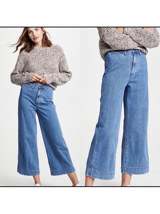 Madewell Denim - Madewell Emmett Wide Leg Crop Jeans Size 32 Light Wash
